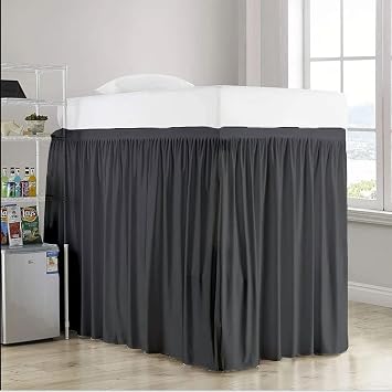 Ruffled Bed Skirt - Extended Twin XL/25 Drop - 100% Microfiber College Bed Skirt - Dark Grey