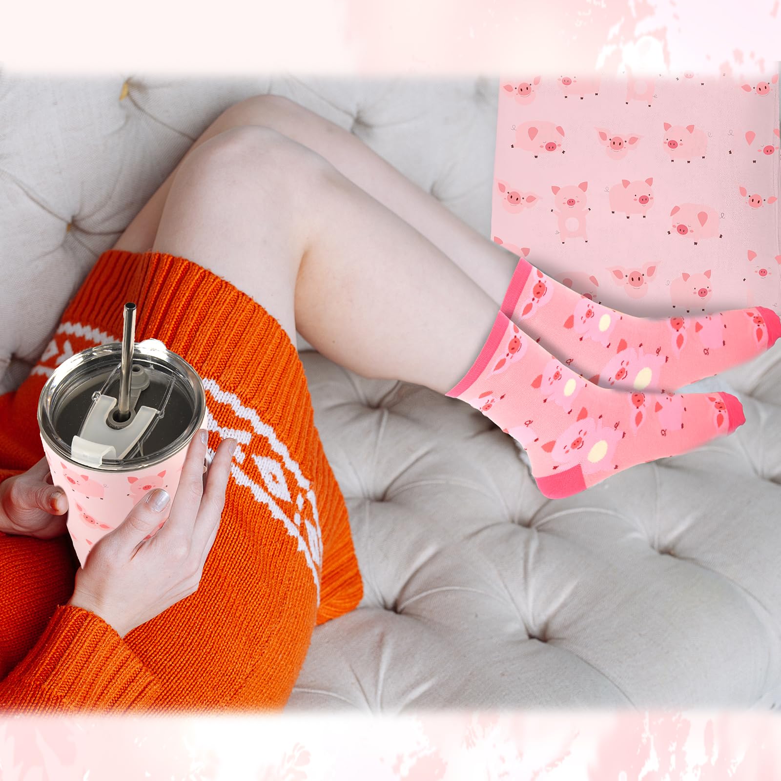 CIXICM Pig Gifts, Including 20 oz Stainless Steel Pig Tumbler with