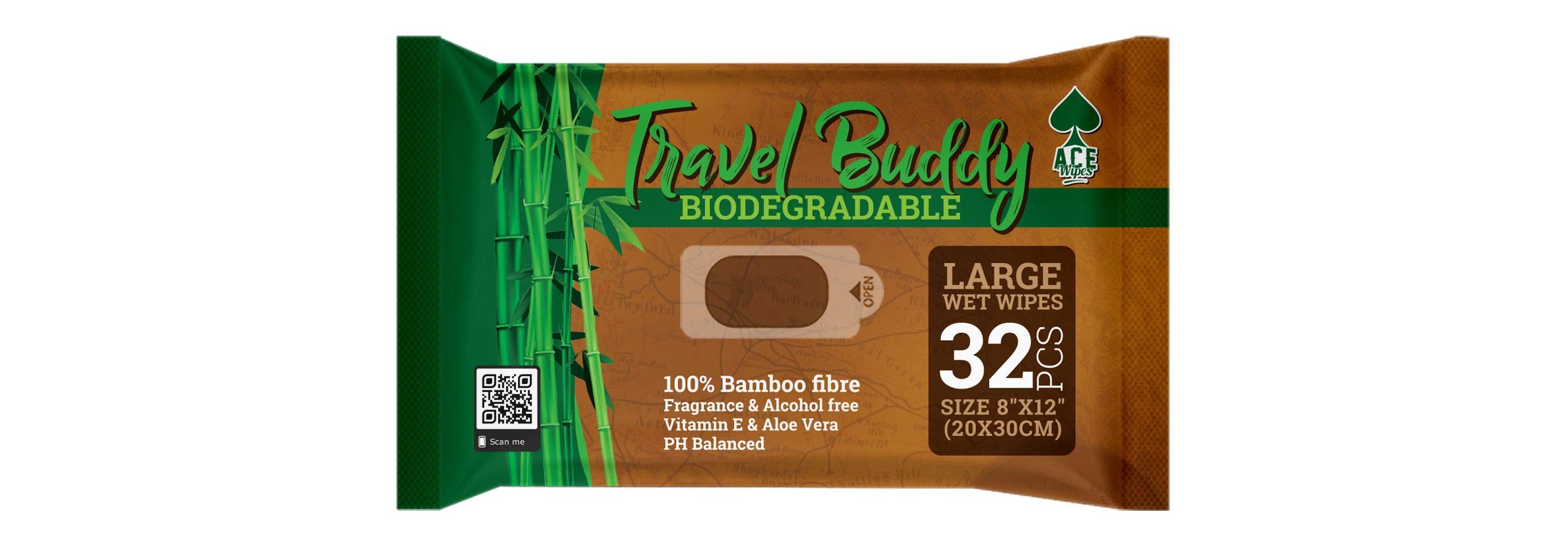 Travel Buddy Große biologisch abbaubare feuchttuecher - Fitnessstudio, Sport, Reisen, Camping, Festival, Wandern, Zelten, Gadgets/Zubehör