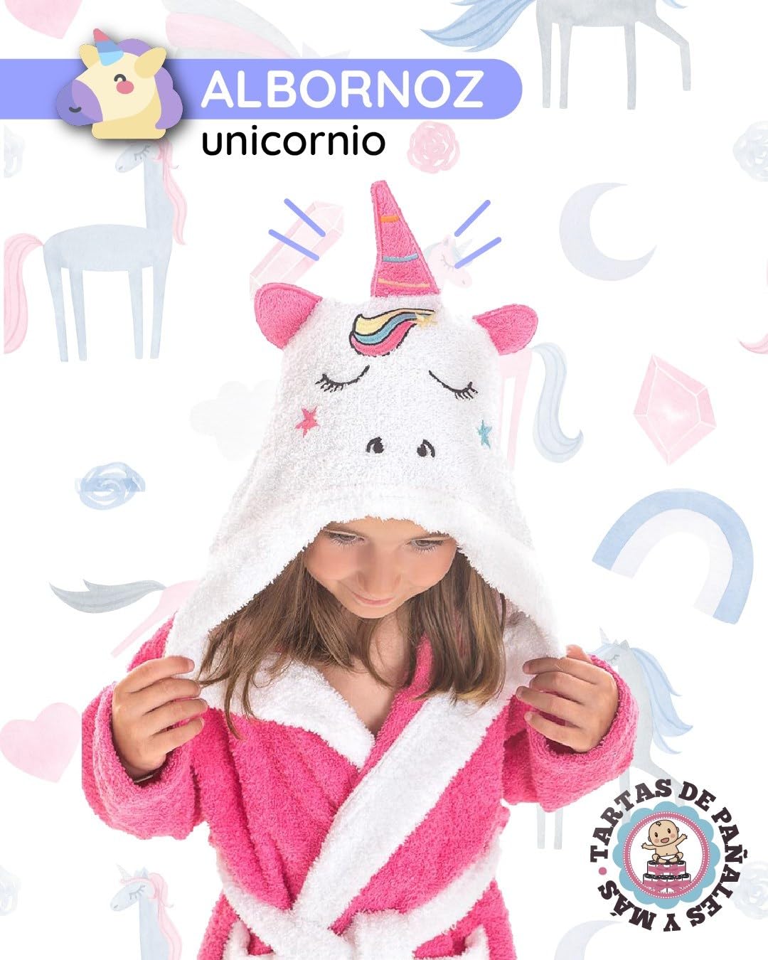 Albornoz Infantil Personalizado con Nombre Bordado – 100% Algodón con Capucha – Bata de Baño para Niños y Niñas – Regalo Original para Cumpleaños y ocasiones especiales. Piscina y Playa. REGALOS TPMAS