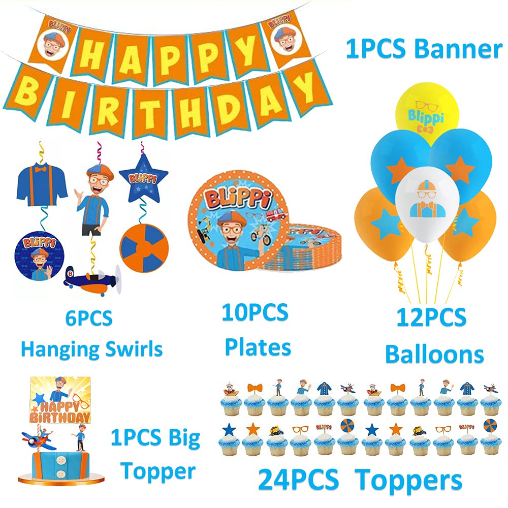 Buy VWORK Blippi Party Decorations Supplies, Blippi Birthday Party