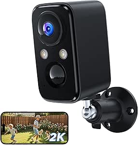 Wireless Outdoor WiFi Surveillance Camera: 2K Indoor Camera on Batteries – Homekit Alarm Home Night Vision Colour PIR Motion Detection IP66 asin的图片