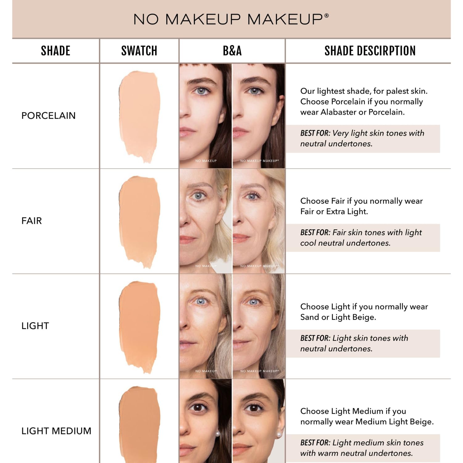 Foundation by No Makeup Makeup | Conceal & Correct with Long-Lasting, Buildable Formula & Lightweight Soft Finish | Cruelty-Free, Vegan, Fragrance-Free | Fair
