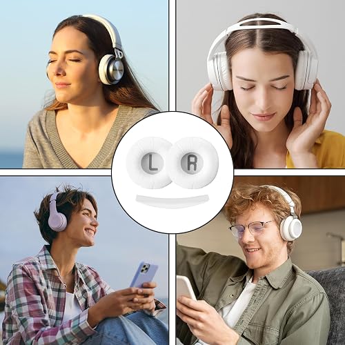 1 Paire Blanc Coussinet Casque et 1 Bandeau pour JBL Tune500BT T450BT T450 TUNE510BT JR300BT de Ecouteur Coussins en Mousse à Mémoire de Remplacement Installation Facile, Ne Convient pour Tune600 BTNC - 5