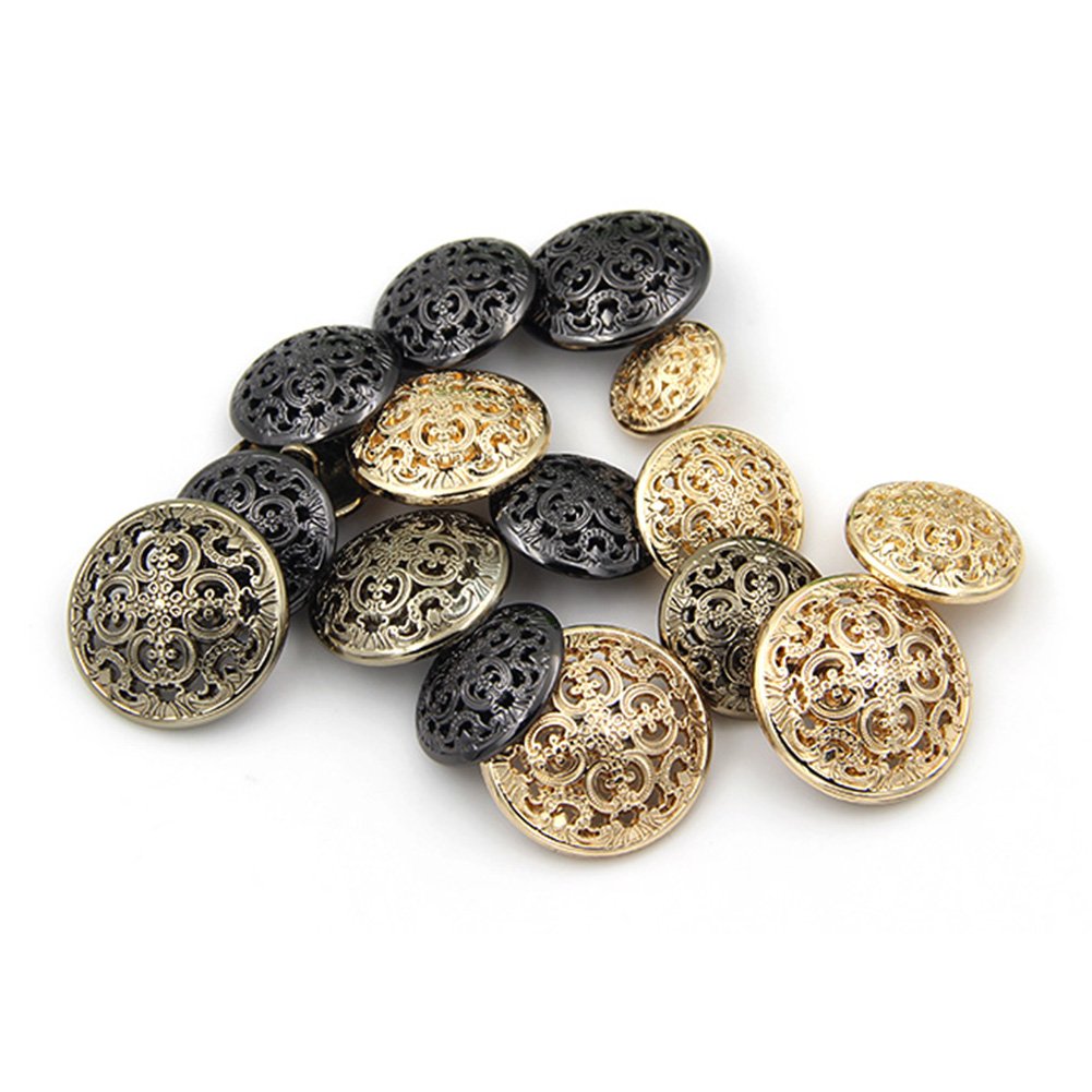 Lot De 6 Boutons Vintage Métal Violet Doré - 2,3 Cm - Occasion - France