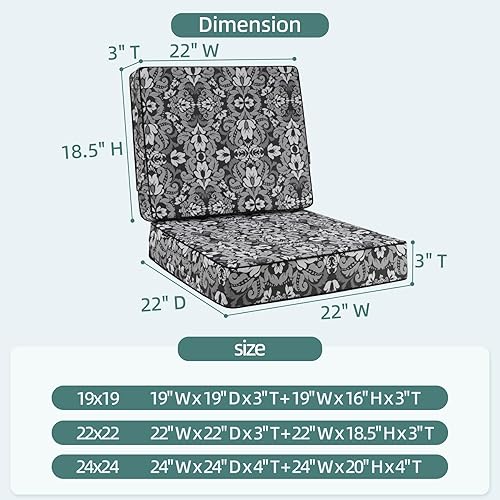 Vista 22 de Favoyard Juego de cojines de asiento profundo para patio, 24 x 24 pulgadas, impermeables, para muebles de patio, con funda extraíble y resistente a