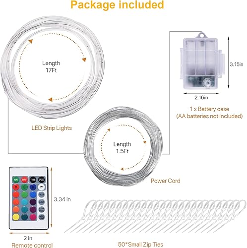 Miniatura 6 de Luz LED de red de bádminton, luz LED de borde de control remoto de 17 pies, 16 cambios de color por ti mismo, impermeable, una buena adición para