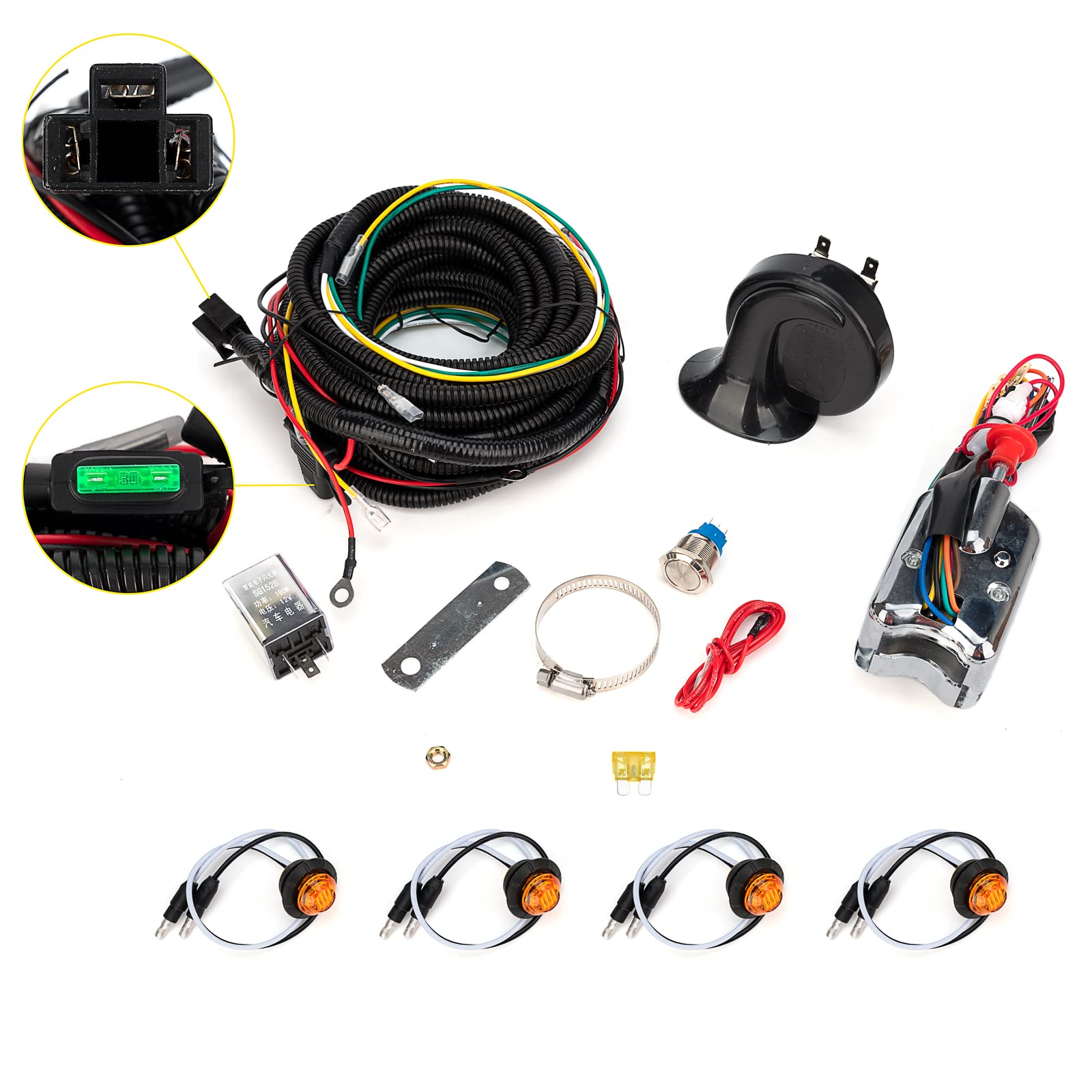 UTV Turn Signal & Horn Kit - Plug & Play Street Legal Amber LED Lights For Pioneer, Polaris, Can-Am & More - View #9