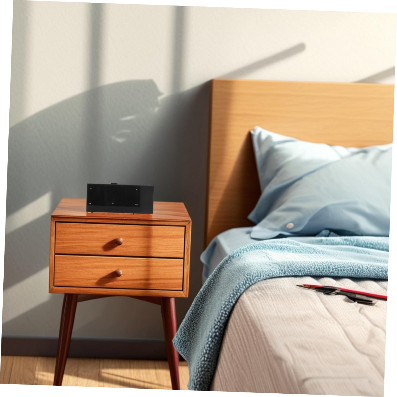 Reloj Despertador para Dormitorio Negro con Proyección LED