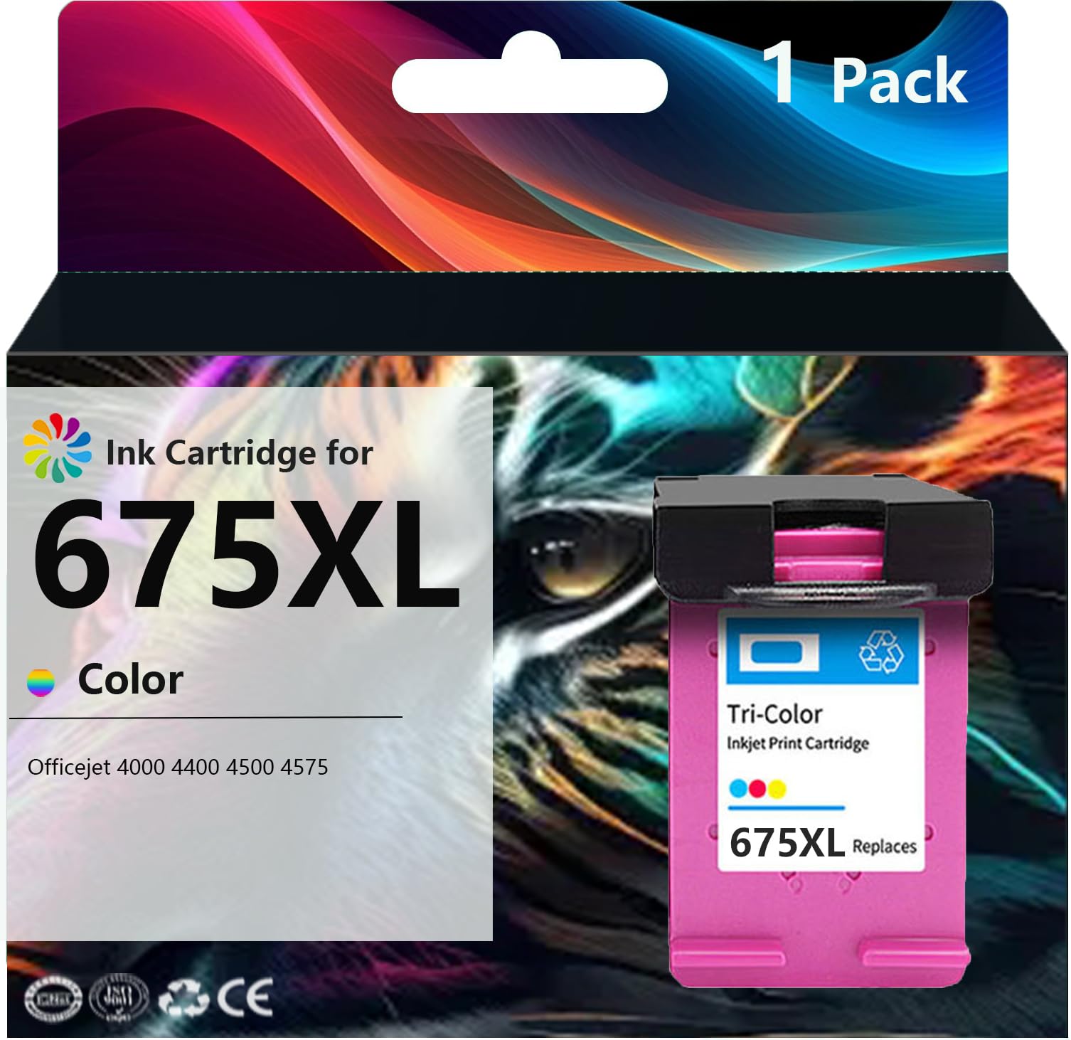 DZNACE 675XL Ink Cartridges Compatible for HP 675 XL Ink Cartridge Compatible for HP Officejet 4000 4400 4500 4575 Printers (1 Black, 1tri-Color)