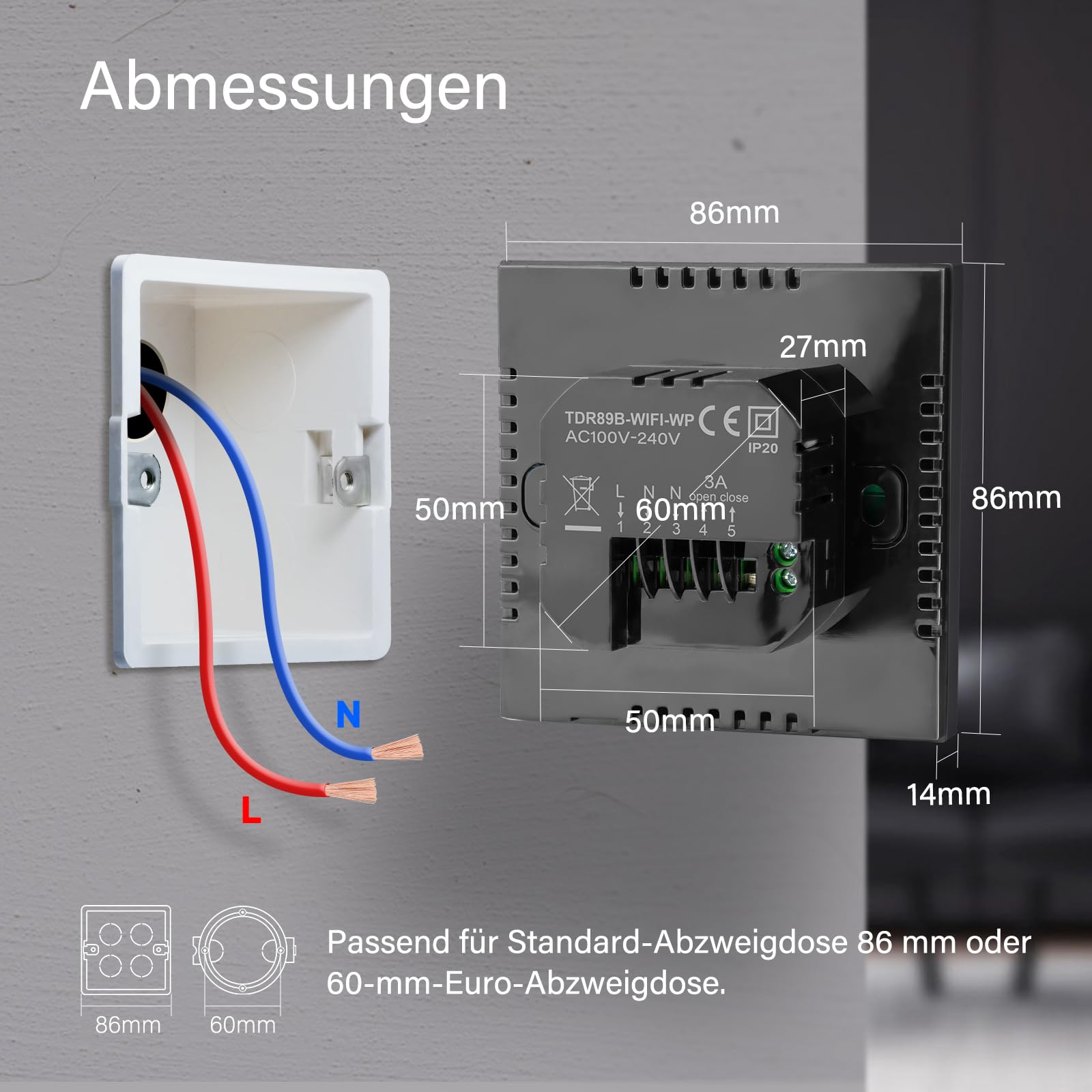 Thermostat Fussbodenheizung Smart für Wasser Fußbodenheizung, Beok WiFi Raumthermostat Thermostate Heizung Digital Programmierbar Kompatibel Alexa, Google Home 3A 230V TDR89B-WIFI-WP Schwarz