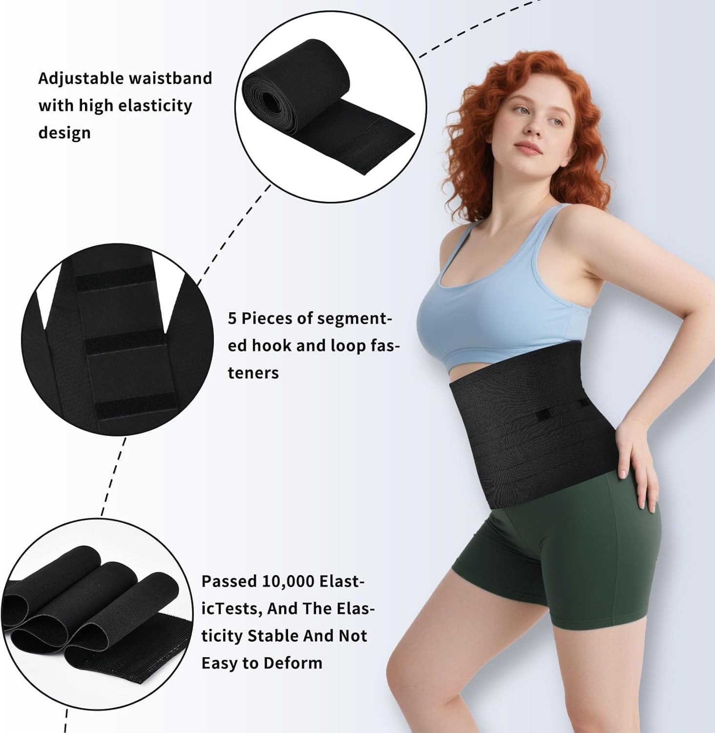 Lisacool Waist Trainer for Women Stomach Bandage Wrap Waist Band Long Torso Tummy Wraps Belly Body Shaper Waist Trimmer Belt - Image 3
