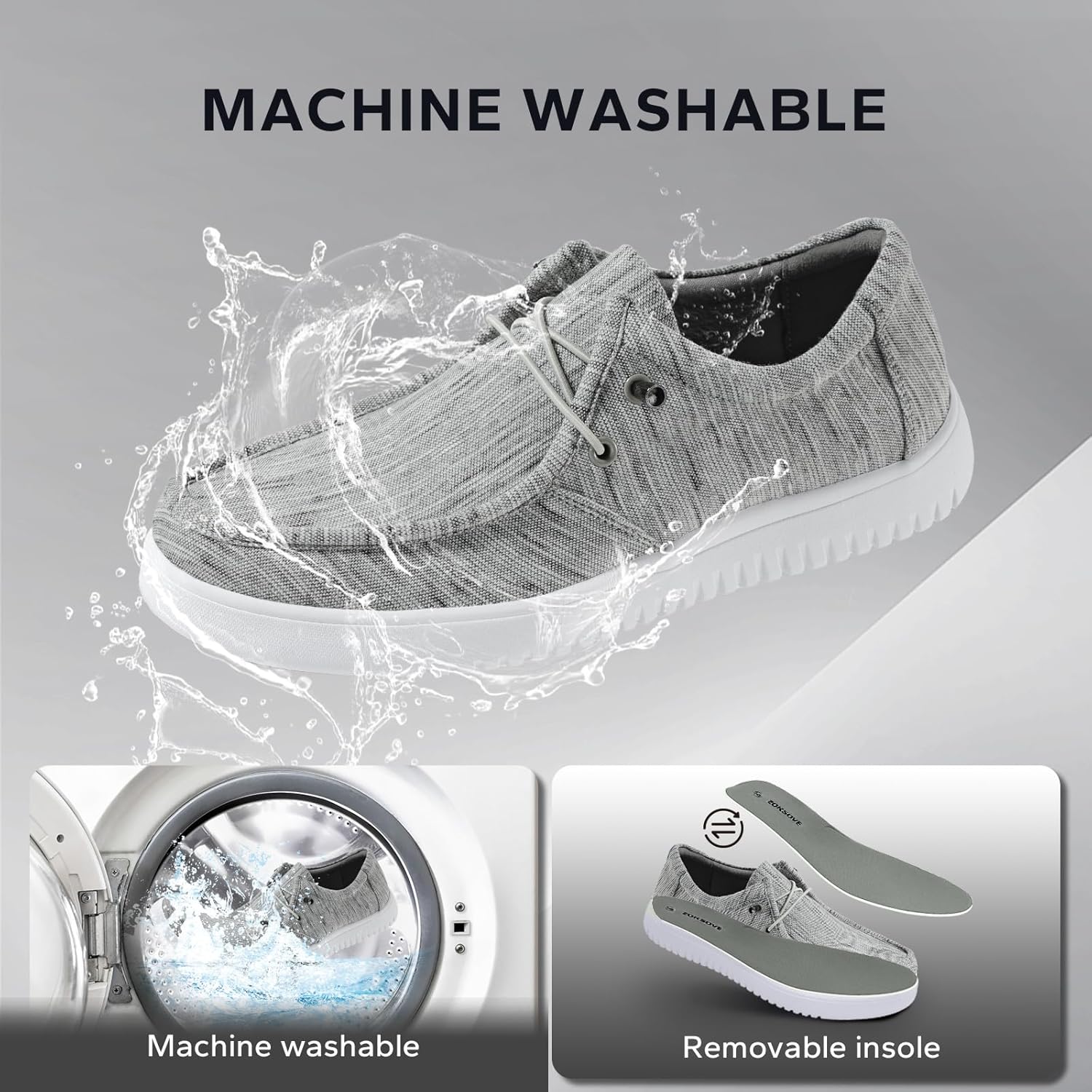 Mens Casual Slip On Shoes - Machine Washable Loafer - Comfortable Moc Toe Shoes for Men Grey 7.5 - Image 5