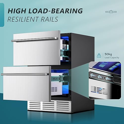 Miniatura 2 de EUHOMY Refrigerador de bebidas de 24 pulgadas para debajo del mostrador, refrigerador de bebidas de acero inoxidable resistente a la intemperie para