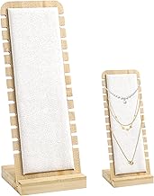 Simsky Porte-Bijoux en Bois avec 12 Emplacements, Présentoir à Bijoux en Bois, Support de Rangement pour Chaîne, Organisateur de Collier de Chaîne, pour Bracelet Collier Pendentif