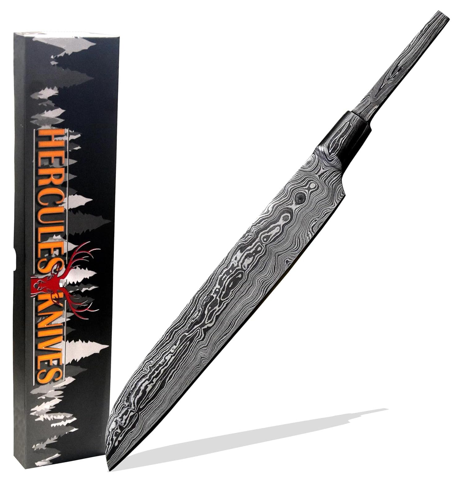 Custom Hand Forged Damascus Steel Blank Blade Chef Kitchen Knife, Forged Bolster, Woodworking Project Kit, Damascus Billet Bar Handmade Knife Making Supply (FBB-C) — Amazon image 12