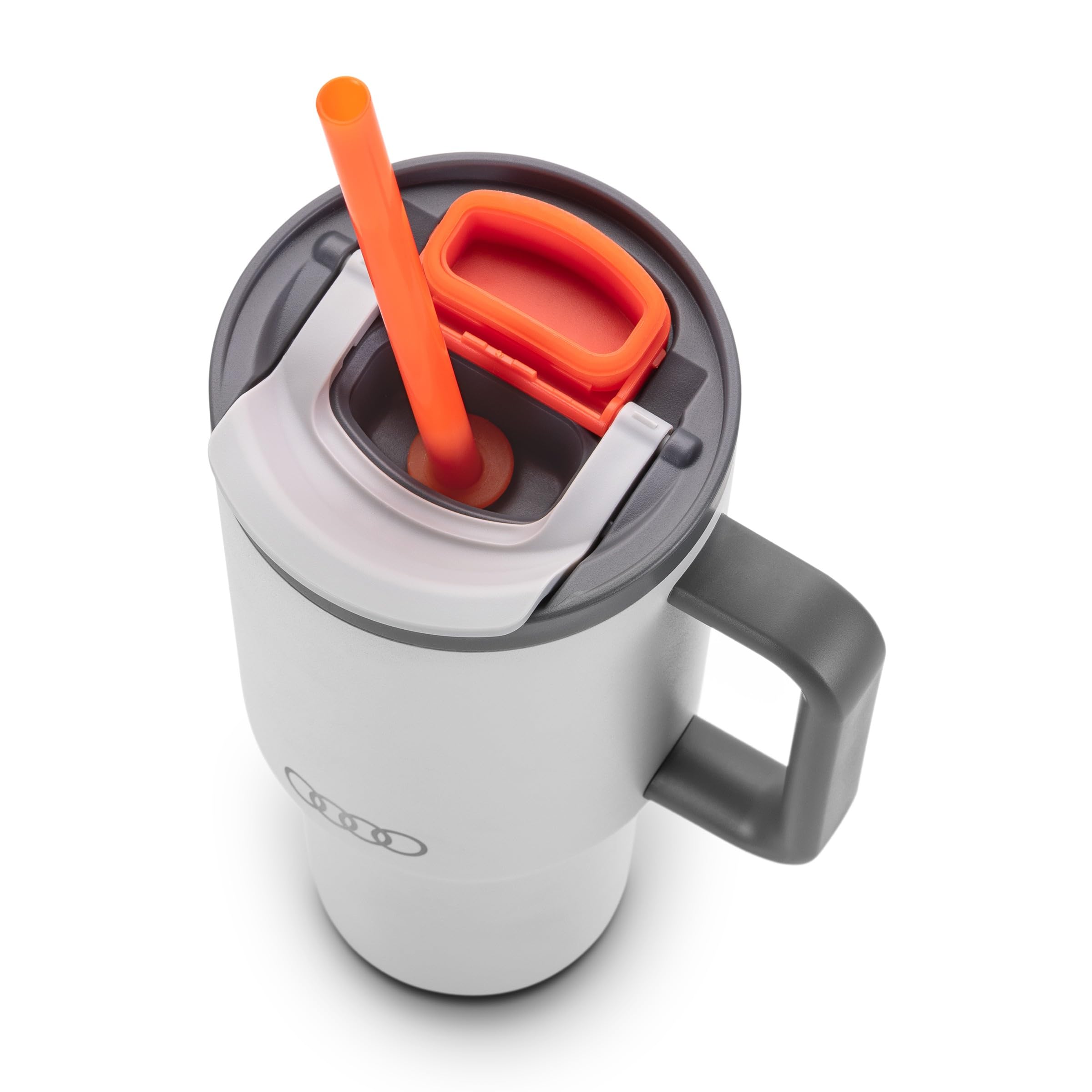 Audi - Tazza termica con cannuccia, grigio chiaro