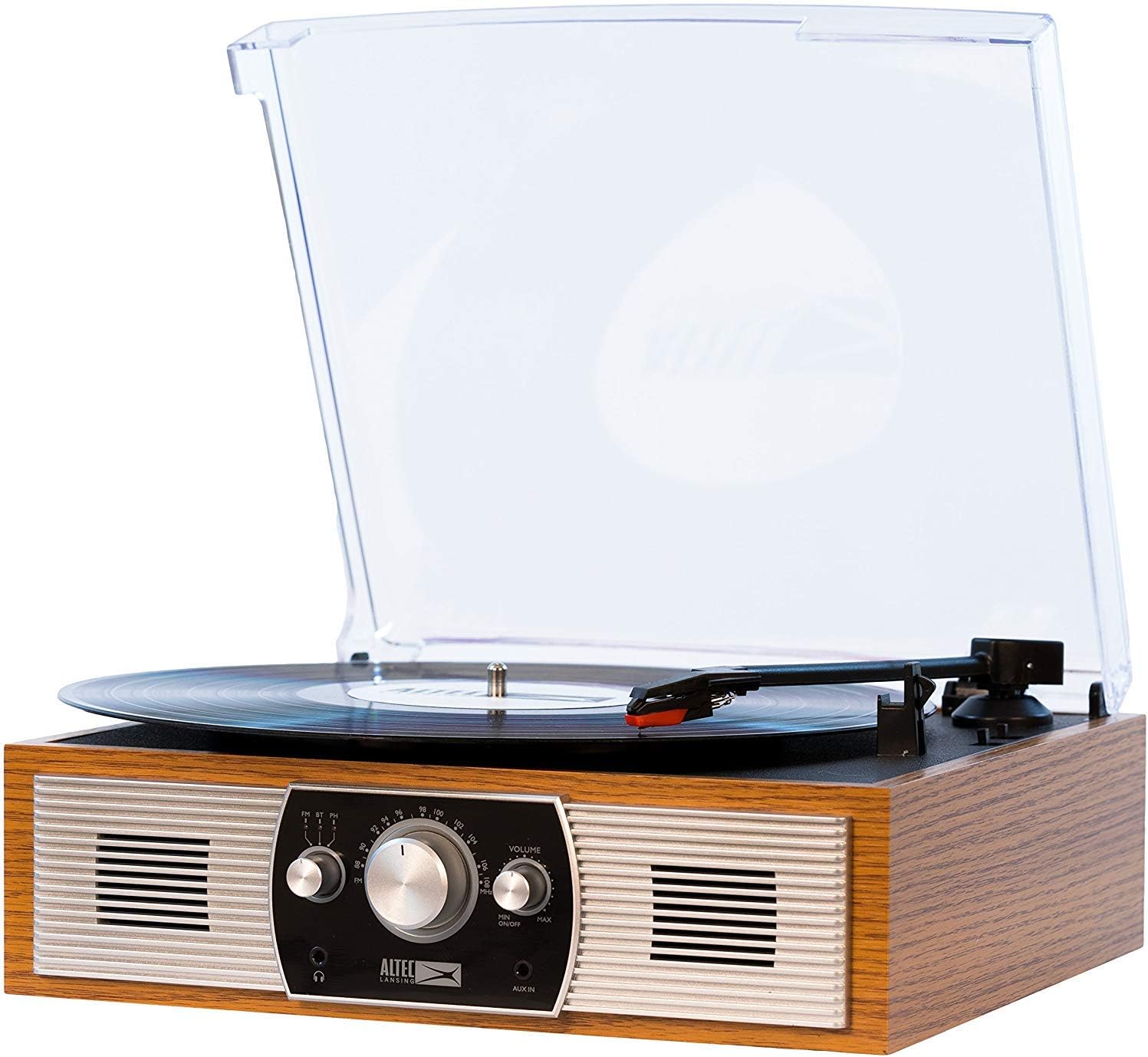 Altec Lansing Belt-Drive Stereo Turntable with Bluetooth, FM Radio and Built-in Speakers