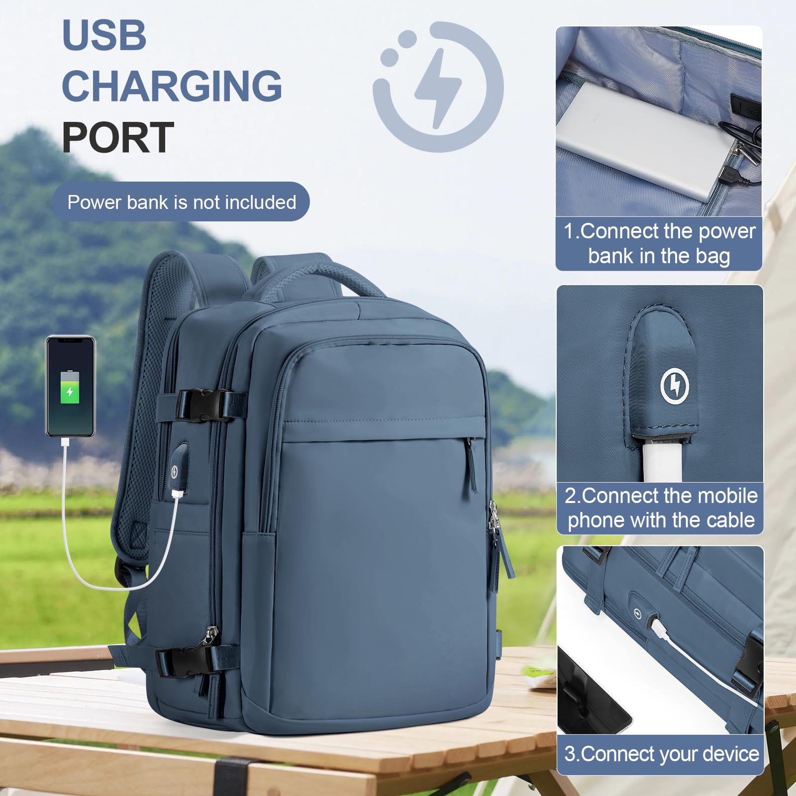 BOXSAM Zaino Ryanair 40x20x25 Bagaglio a Mano Zaino Borsa da Cabina per Easyjet 45x36x20 Impermeabile Zaino da Viaggio Aereo Donna Travel Backpack