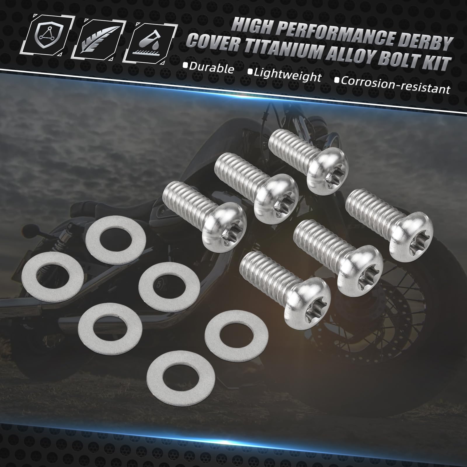 NICECNC Kit di 6 bulloni per coperchio frizione in titanio compatibile with Harley Sportster 1200 Super Low XL1200T 2014-2019, Sportster 883 Custom XL883C 2003-2010, vedi montaggio