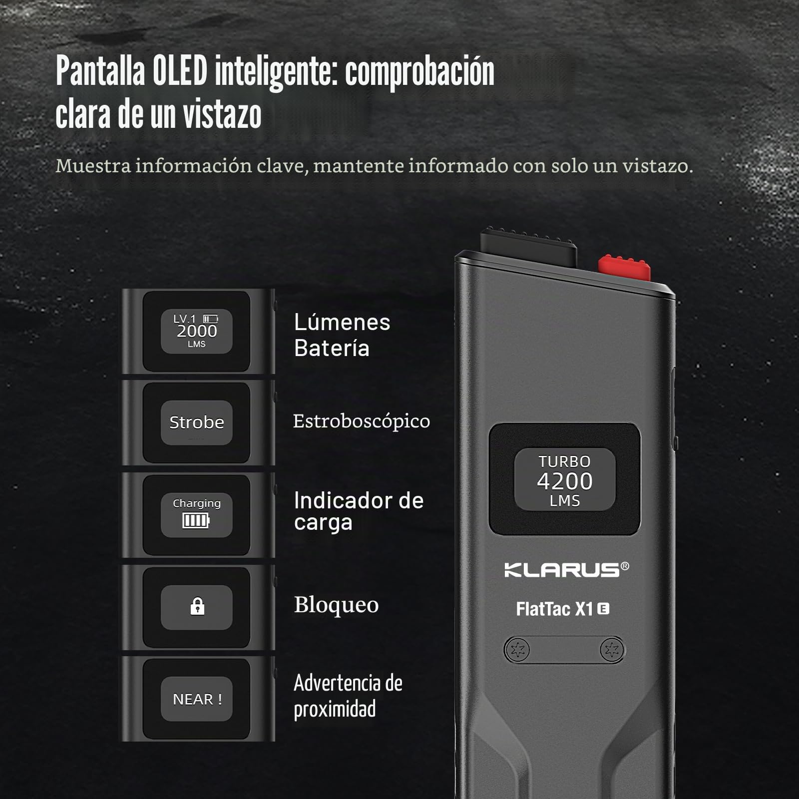 klarus FlatTac X1 Uitra Slim Tactical - Linterna táctica compacta de 4200 lúmenes con doble interruptor, IPX6 resistente al agua, perfecta para uso al aire libre, servicio y emergencia (Negro)