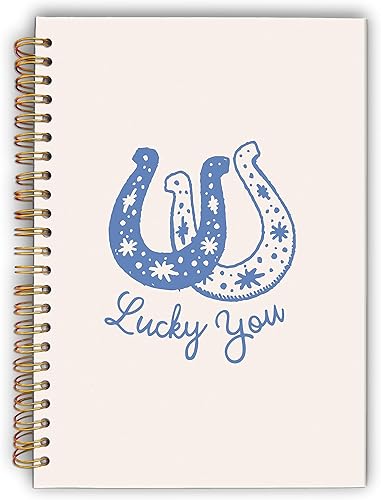 Lacosu Lucky You - Cuaderno de espiral retro a la moda vaquera occidental, cubierta dura laminada, con rayas universitarias de 5.5 x 8.3 pulgadas, Lacosu Lucky You - Cuaderno de espiral retro a la moda vaquera occidental, cubierta dura laminada, con rayas universitarias de 5.5 x 8.3 pulgadas,