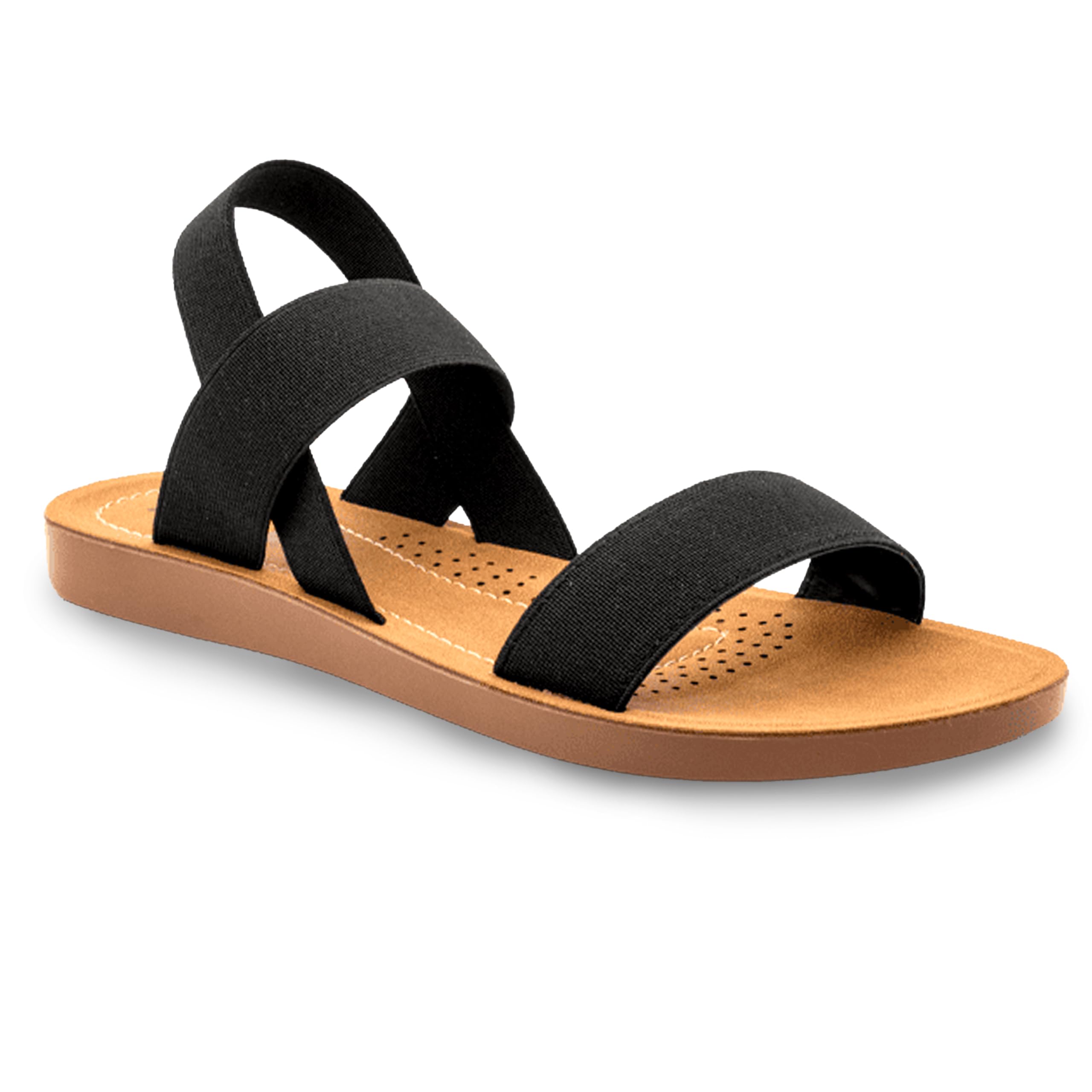 FIORELLA Sandals Women Womens Sandals Elastic Straps Flat Comfortable Slides Dress Shoes for Women | Lightweight Summer Shoes