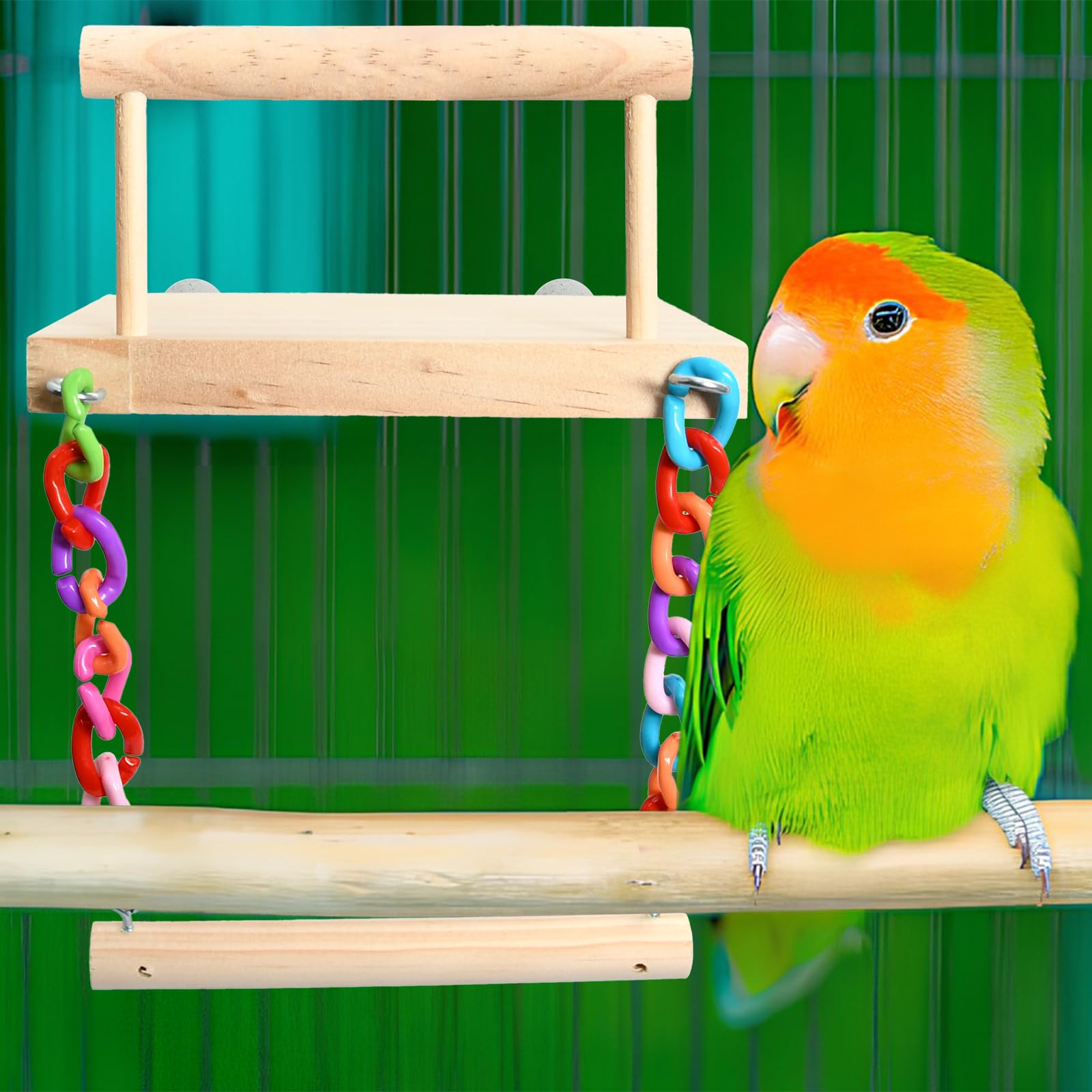 Giocattoli per uccelli per pappagalli e pappagallini - Set di scale e altalene in legno, palestra per pappagalli, altalena per animali, regali per criceti e polli