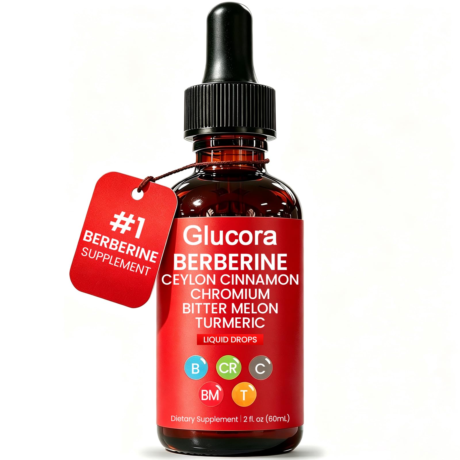 Berberina Liquida, Gotas | Pure Berberine with Ceylon Cinnamon, Bitter Melon Extract, Turmeric, Chromium, Gymnema, Organic Panax Ginseng & Moringa | Vegan, Non-GMO - 2 FL.OZ (1PCS)