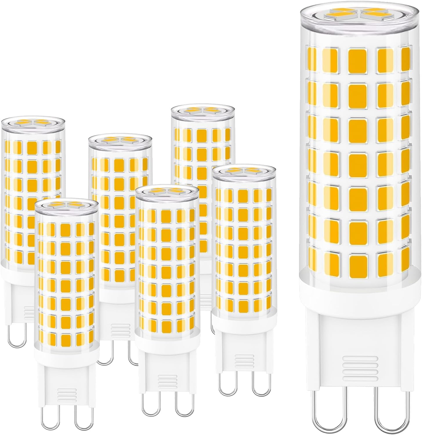 hansang G9 Led Bulb,6W(60W Halogen Bulb Replacement), Chandelier Light Bulbs,88 LEDs,Warm White 3000K,Non-dimmable,G9 Bi Pin Base,360° Transparent Plastic,550LM,Pack of 6