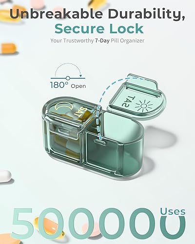 Miniatura 3 de Organizador de Píldoras 2 Veces al Día, Pastillero AM y PM de 7 Días, Organizador de Píldoras de Medicina, Pastillero de 7 Días, Organizador de