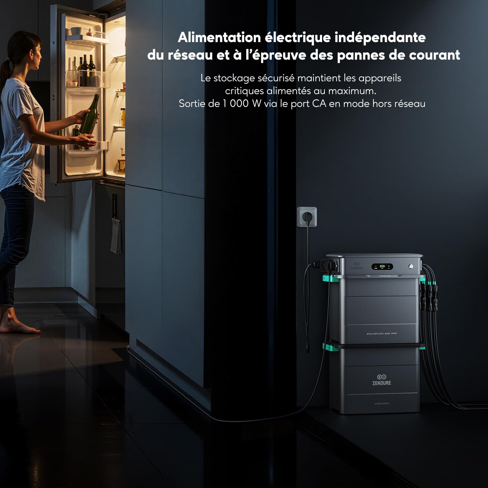 Zendure SF800 Pro2, Centrale Électrique de Balcon avec Entrée 2640W, Charge 1000W, Sortie 800W, Système de Gestion Énergétique IA, 1.92kWh-11,52kWh Batterie Extensible -500W*2 Panneau Bifacial