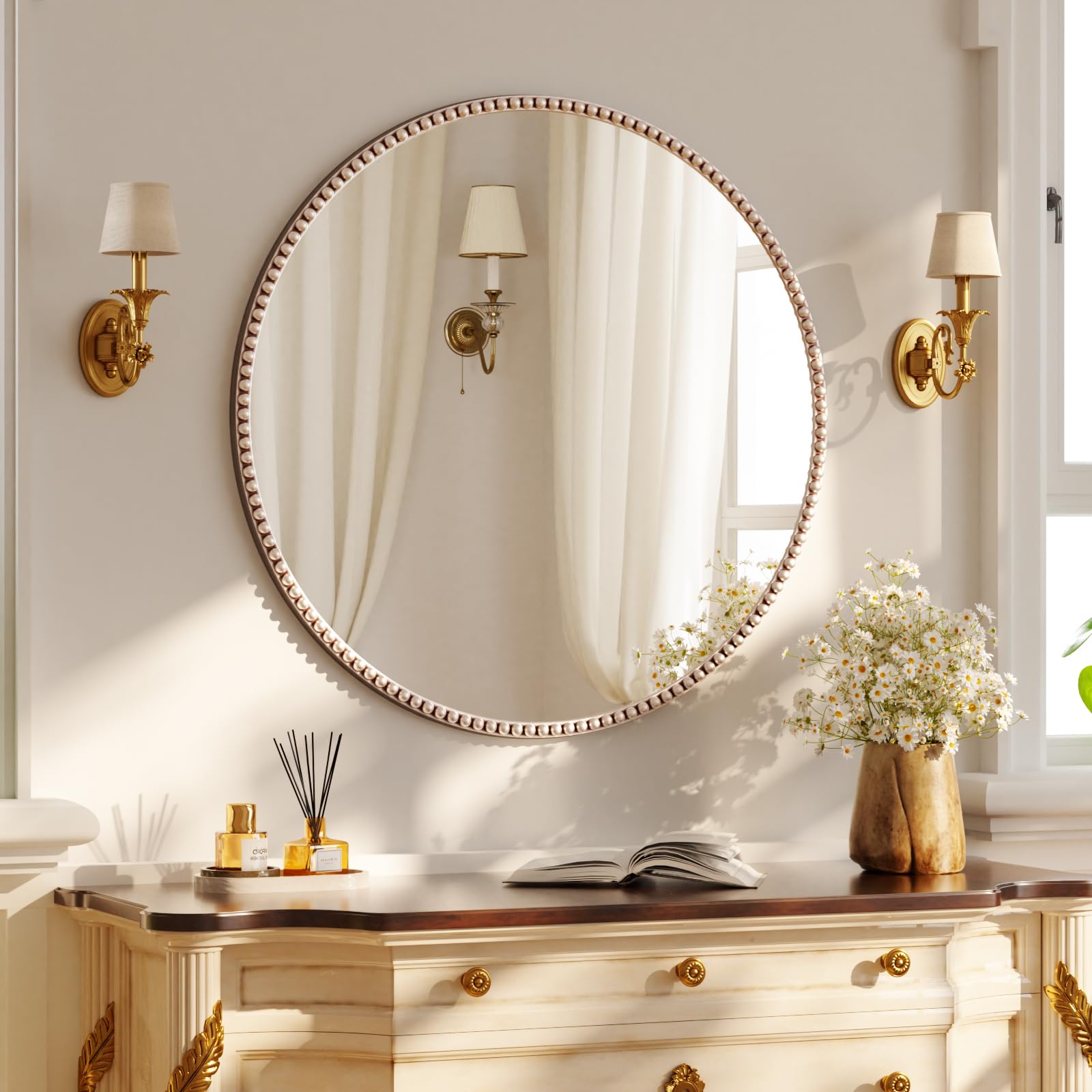 Koonmi Round Wall Mirror, 71 x 71 cm, Silver