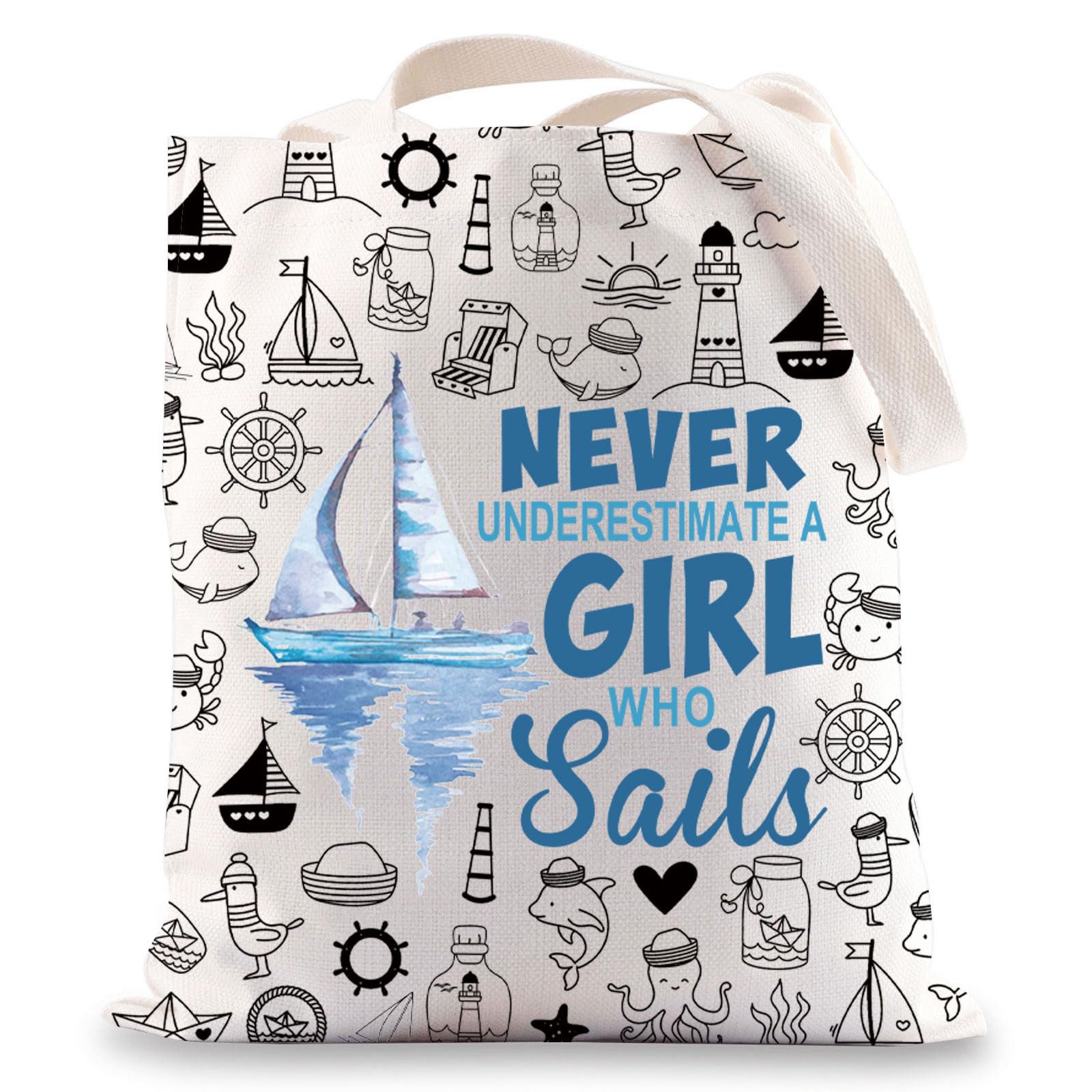 JNIAP Sailing Tote Bag Sailing Themed Gifts Sailing Lover Gifts Sailing Boat Tote Bag Sailor Gift Sailing Captain Gifts