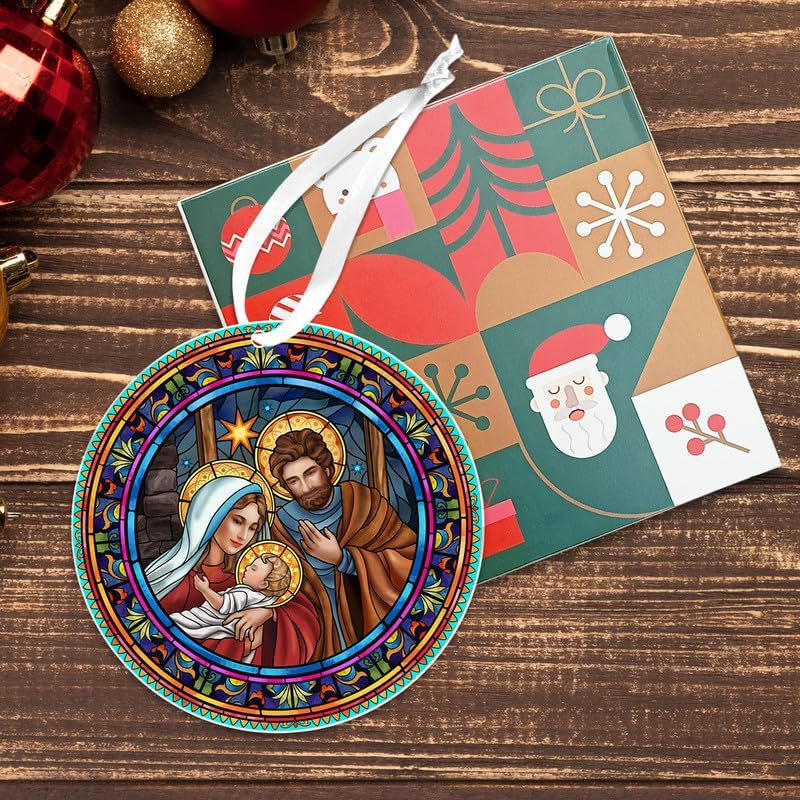 Christmas Christian Gifts for Women Men - Acrylic Christmas Ornaments 2025 - Catholic Spiritual Religious Gifts for Women Mom, Nativity Ornaments for Tree Decorations Stocking Stuffers - Image 2
