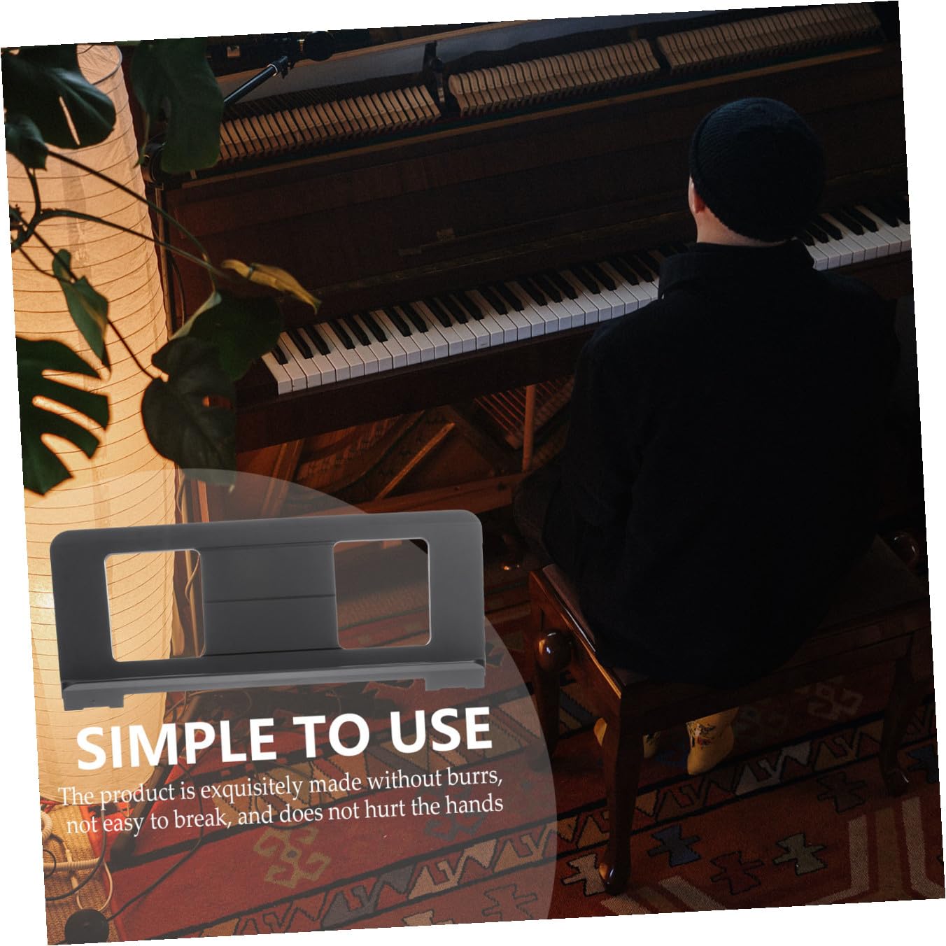 TOYANDONA Support de Partitions Musicales pour Clavier en Abs Noir Compact Bavures, Pupitre Élégant et Simple pour Pratiquer la Musique