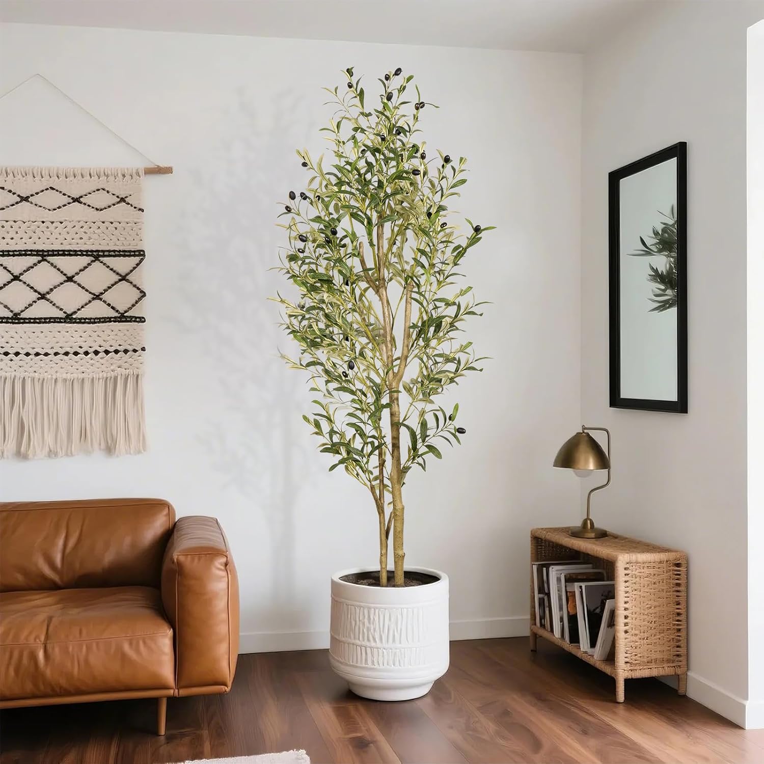 Artificial Olive Tree 5ft Tall Olive Trees Artificial Indoor Faux Olive Tree Indoor with Olive Branches and Black Fruits Artificial Tree for Home Office Decor and Housewarming Gift