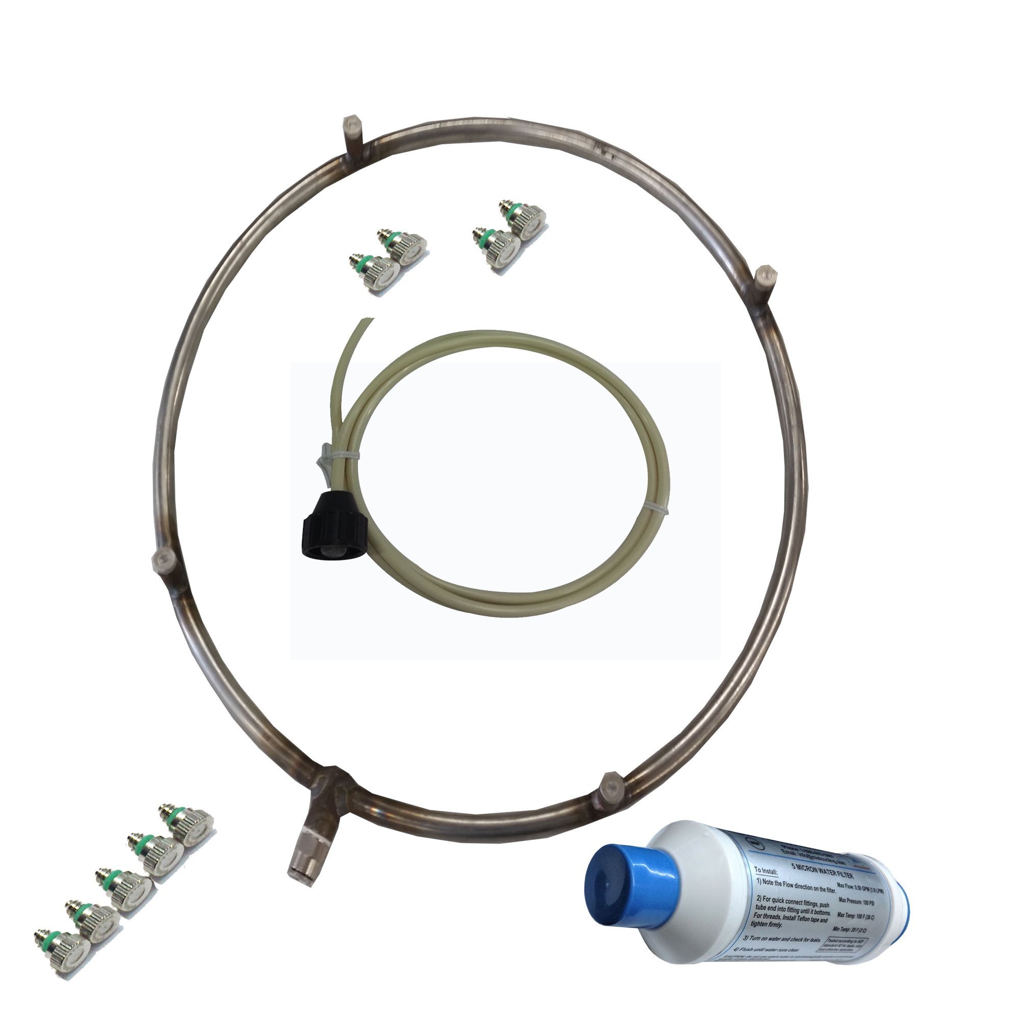 Amazon Com Mistcooling Misting Fan Systems Stainless Steel Ring 4 Nozzles Ring Garden Outdoor