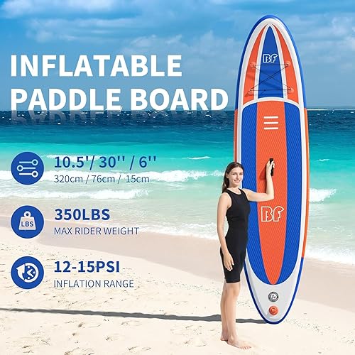 Miniatura 5 de Bifanuo Tabla de Paddle Inflable con Accesorios SUP y Mochila. Tablas de Paddle para Adultos. Cubierta Antideslizante, Postura Ancha, Aleta