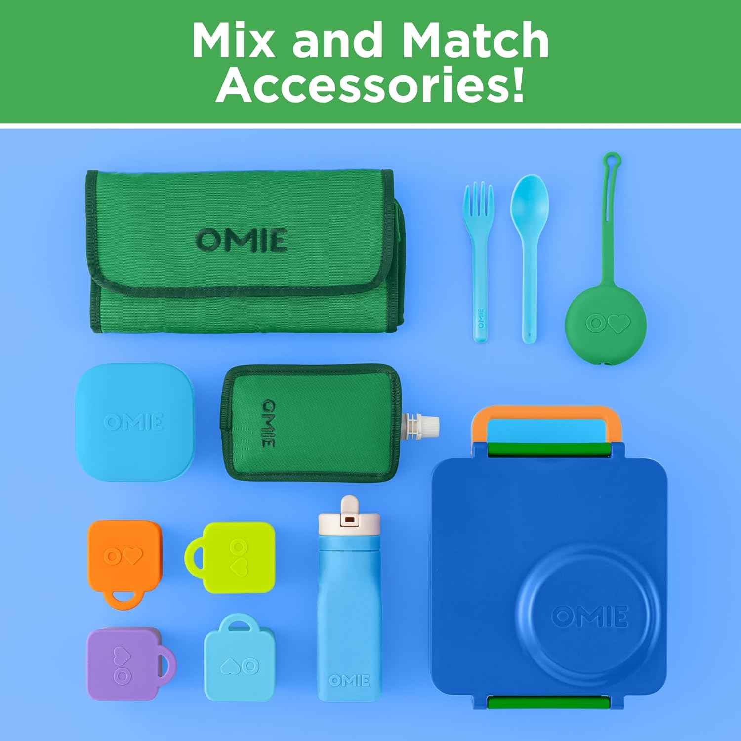 OmieBox Bento Box for Kids - Insulated Bento Lunch Box with Leak Proof Vacuum Insulated Food Jar - 3 Compartments, Two Temperature Zones (Monster Blue) - Image 8