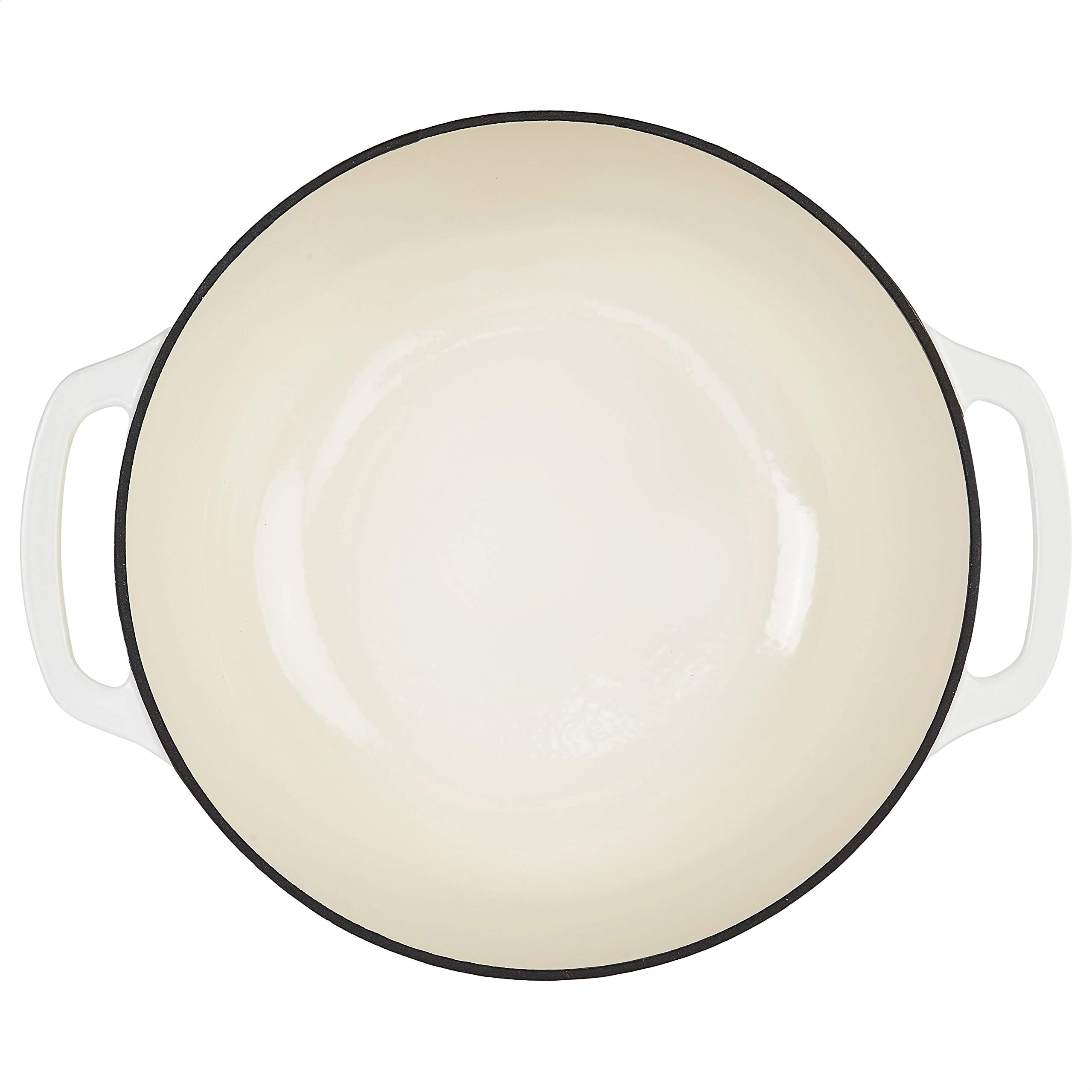 Amazon Basics Enameled Cast Iron Covered Dutch Oven, 6-Quart, Matte White