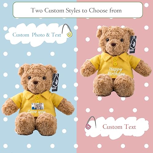 Miniatura 2 de Oso de peluche con texto personalizado + imagen, oso de peluche personalizado para amigos/familia, regalos únicos para Navidad, día de San Valentín,