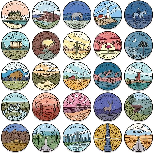 Miniatura 6 de 50 calcomanías de Estados Unidos mapa de viaje de Estados Unidos senderismo aventura al aire libre paisaje calcomanías impermeables de vinilo para