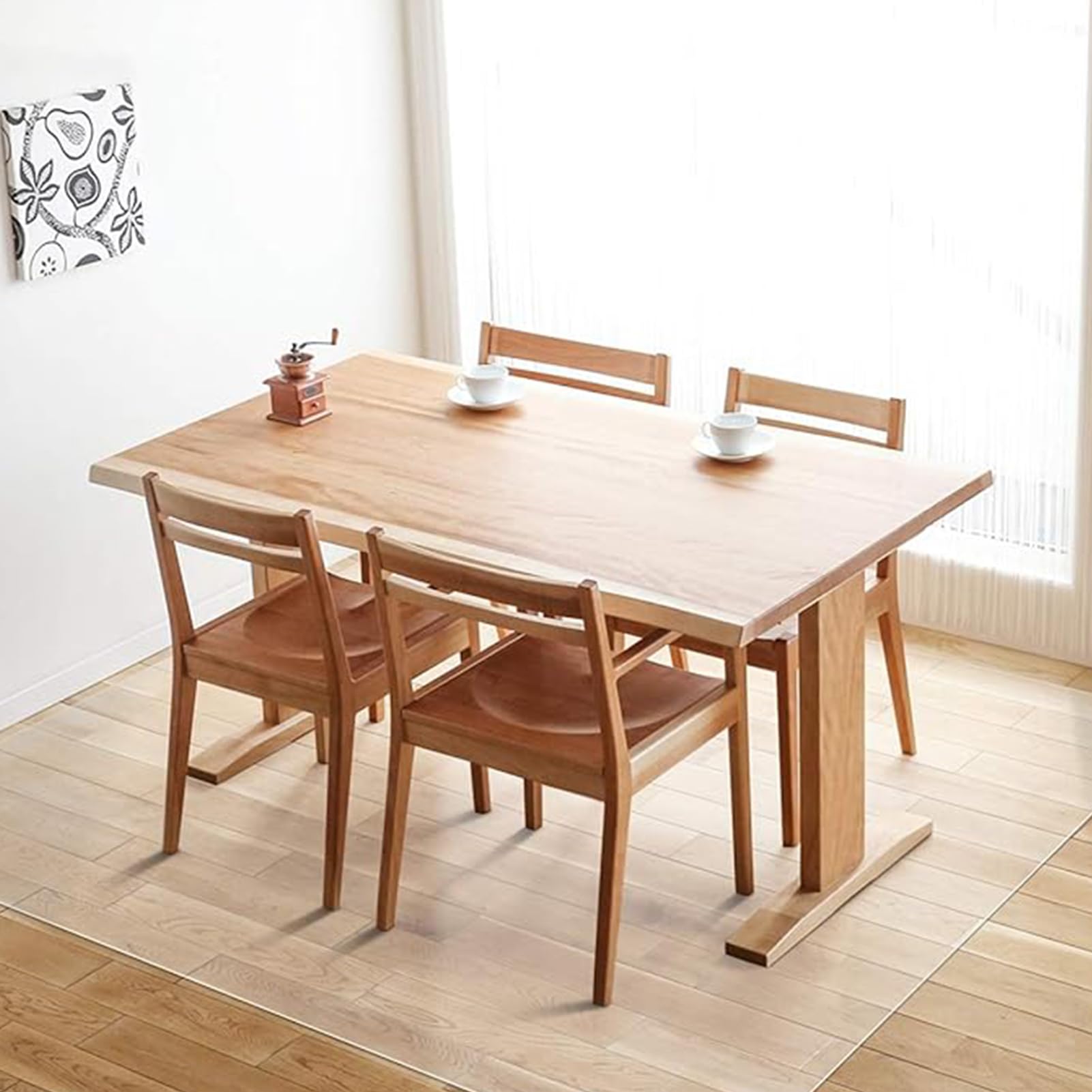 Transparent Givré Tapis De Sol Plaque De Cristal, Protecteur PVC De Verre Souple, Tapis Parquet de Sols Durs Protection, Antidérapant, pour Bureau à Domicile Cuisine