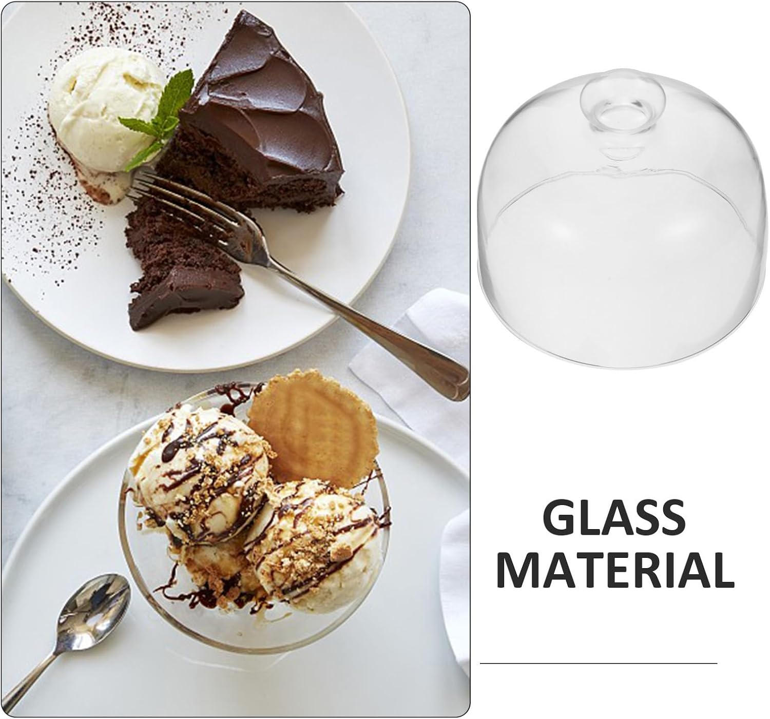 Glass Food Cover round Dome with Handle for Pastry Display