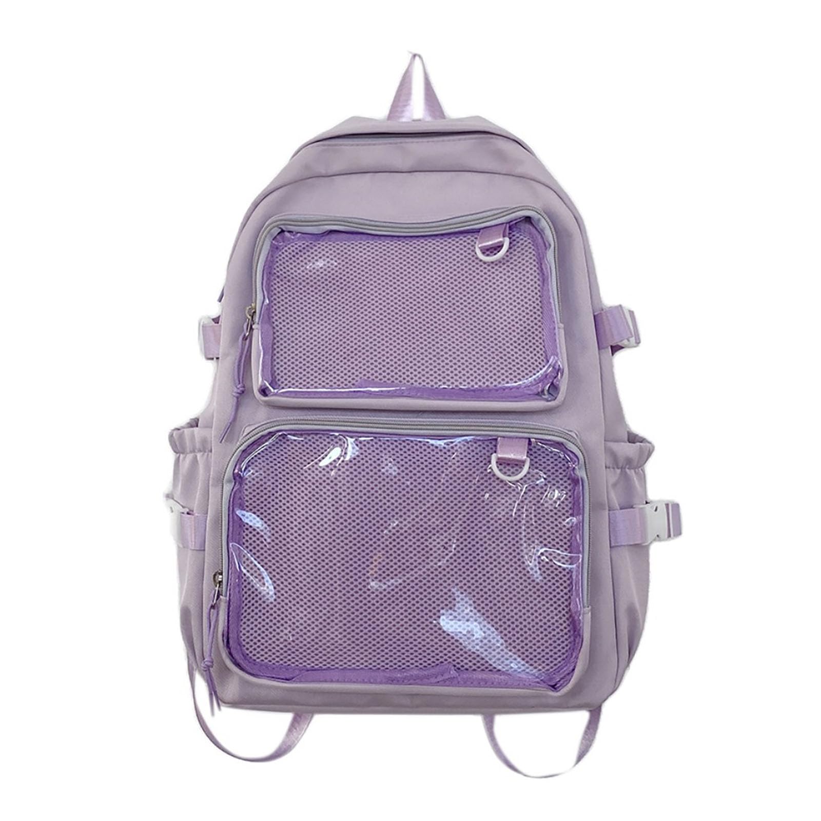 Ita Bag con finestre trasparenti per donne e adolescenti, zaino Kawaii JK Pin Display Zaino carino estetico grande zaino per la scuola casual zaino resistente Bookbag Anime Cosplay Regali
