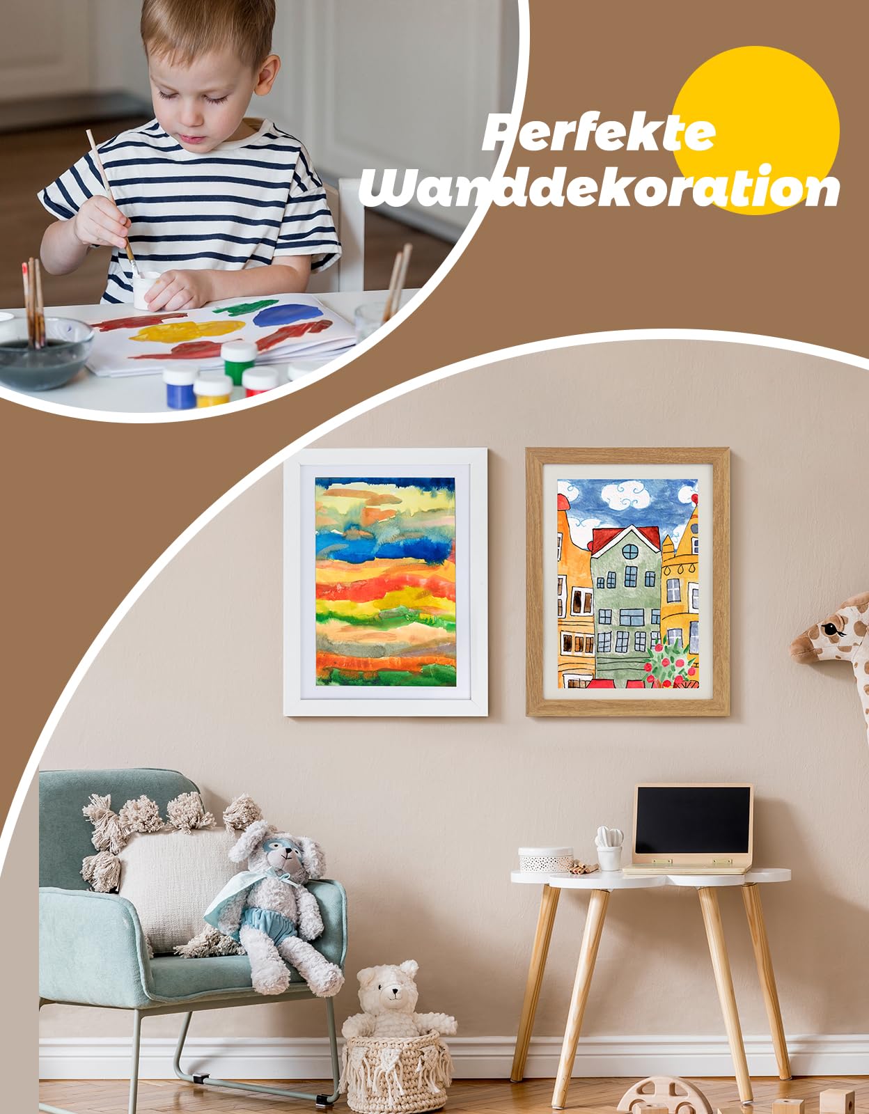 Cadre photo A4 bois épais 25x34x4 cm Blanc rabat interchangeable