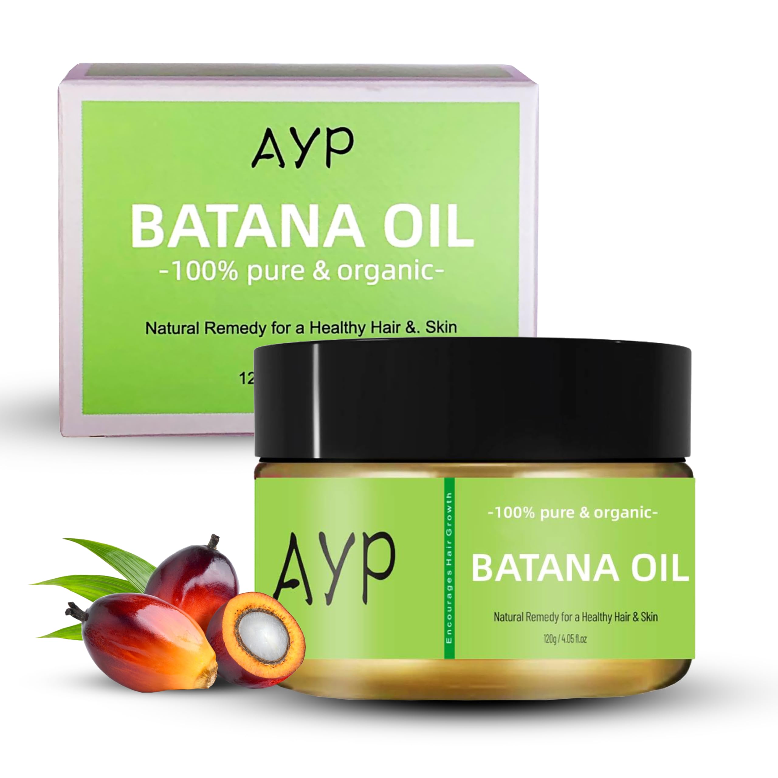 AYP Raw Batana Oil 120g, 100% Pure Organic, for Hair Growth Treat Dry Damaged Hair, Moisturizes Hair and Scalp