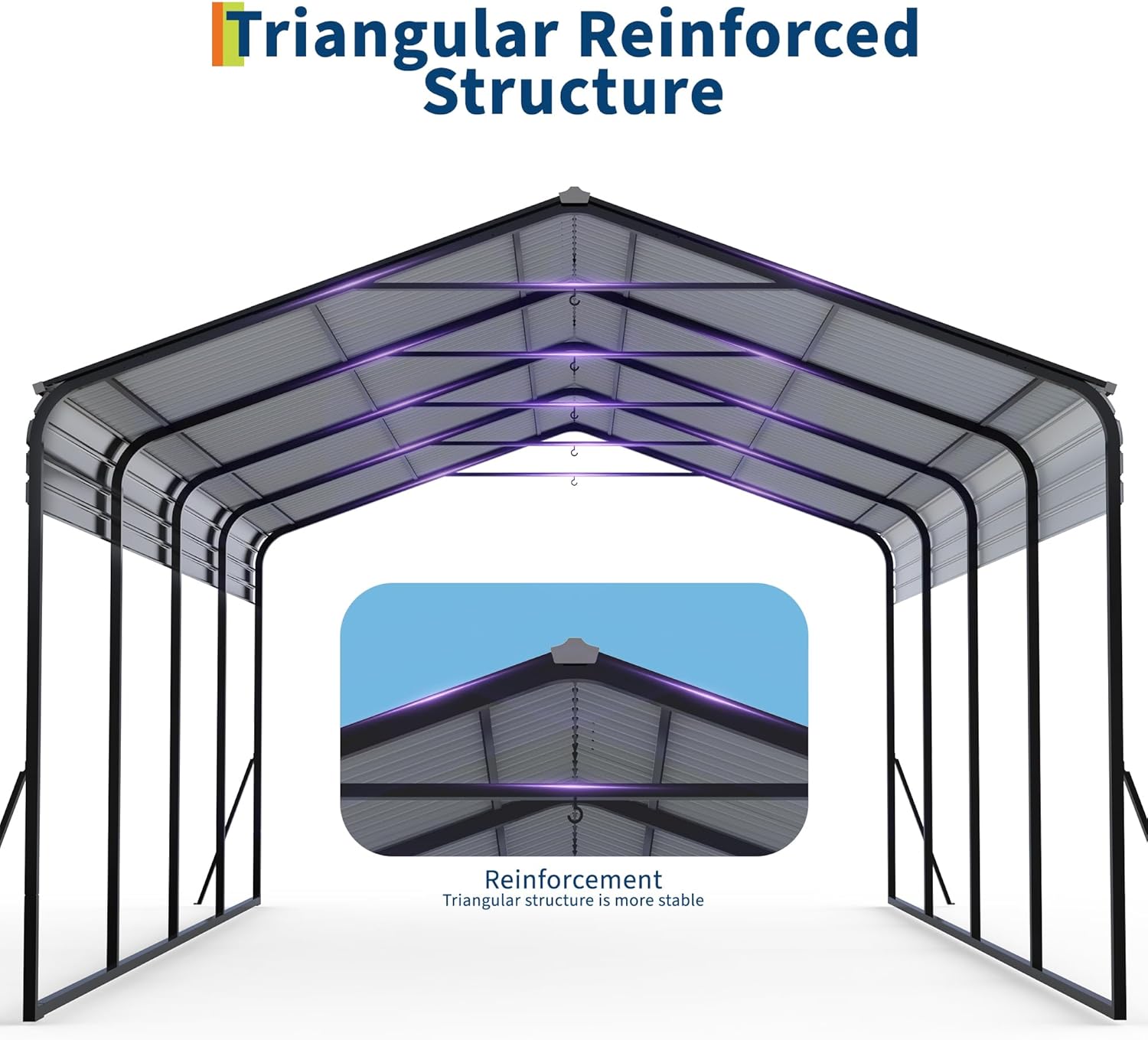 12x20 FT Metal Carport, Heavy Duty Carports Canopy with Galvanized Steel Frame & Roof, Outdoor Garage Car Port for All-Weather, Outdoor Galvanized Shelter for Car, Boats and Truck