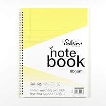 Silvine A4 Yellow Paper Dyslexia Notebook - Lined with Margin (100 Pages)